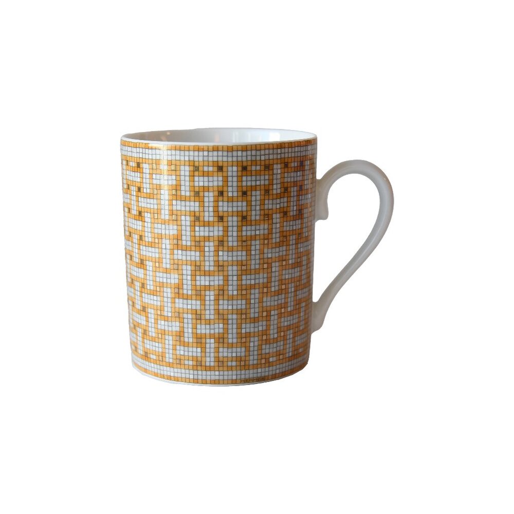 Hermes Mosaique Au 24 Platinum Porcelain Mug Gold